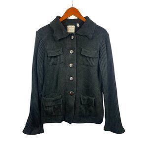 Women’s Vintage Ms. Doris Black Cardigan Sweater With Pockets Size S